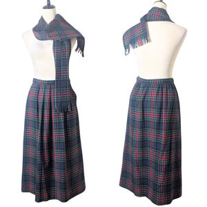 VTG 1970's Pendleton Allison Tartan Virgin Wool Skirt & Scarf Small
